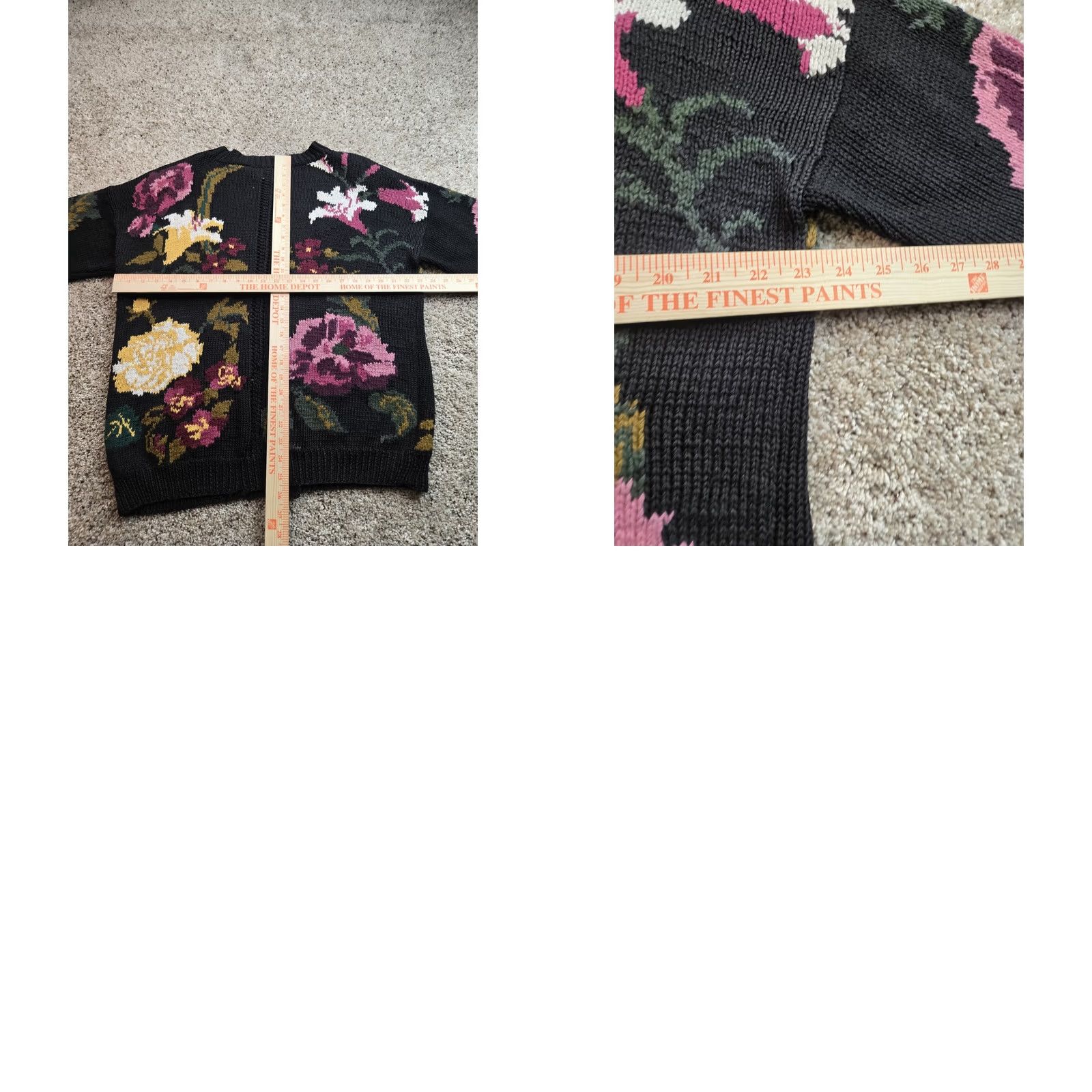 Express VINTAGE Express Cardigan Sweater Womens XS Black Floral Button 90s Crew Neck Raglan Long Sleeve Cotton Ramie Knit Shirt Size XS / US 0-2 / IT 36-38 - 9 Thumbnail