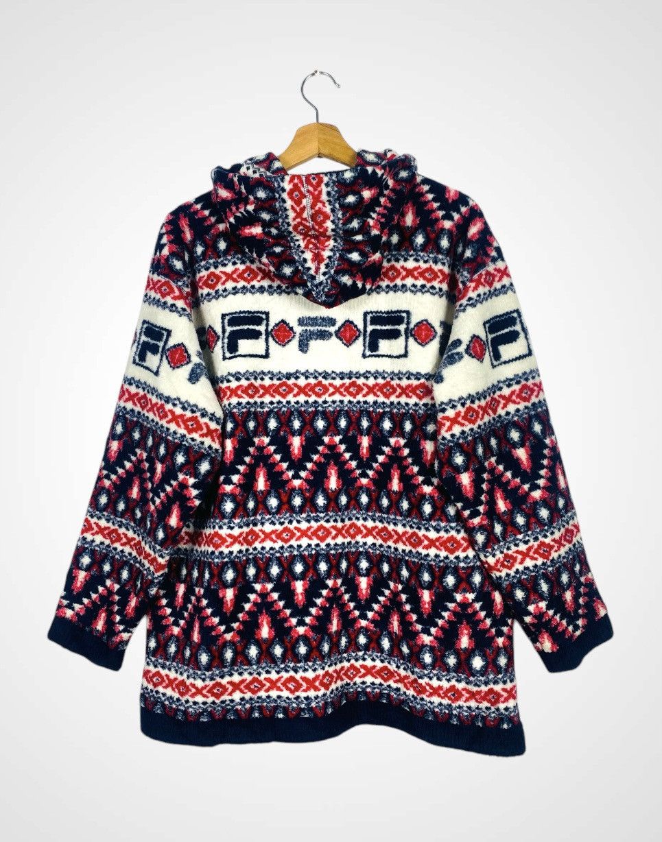 Fila Vintage Fila Hoodie Fleece Retro Pattern Sweater Size US M / EU 48-50 / 2 - 2 Thumbnail
