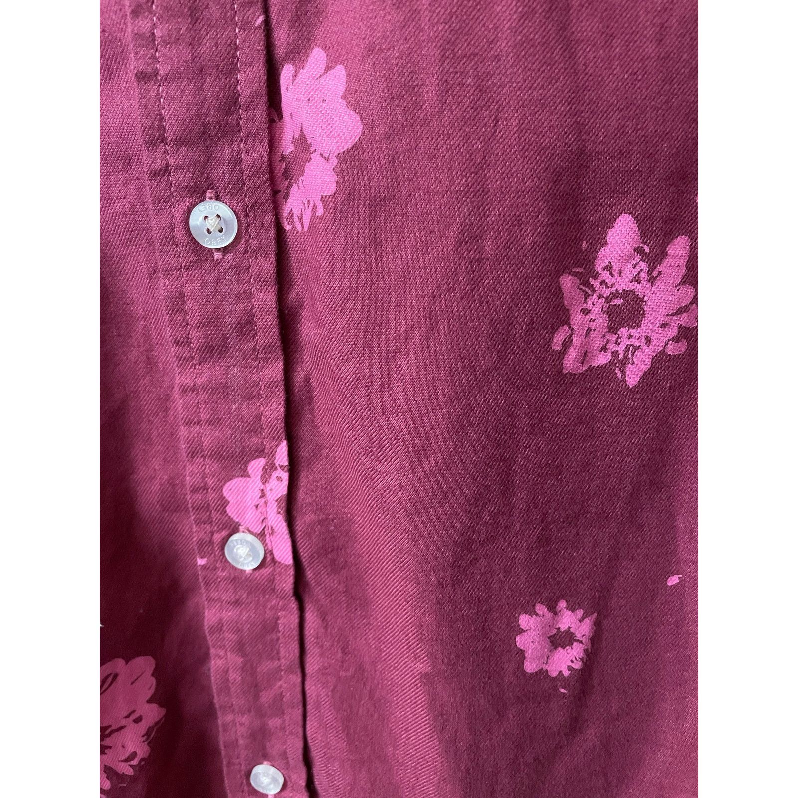Obey Obey Oh Daisy Burgundy Woven Button Down Shirt size Medium Size US M / EU 48-50 / 2 - 9 Thumbnail