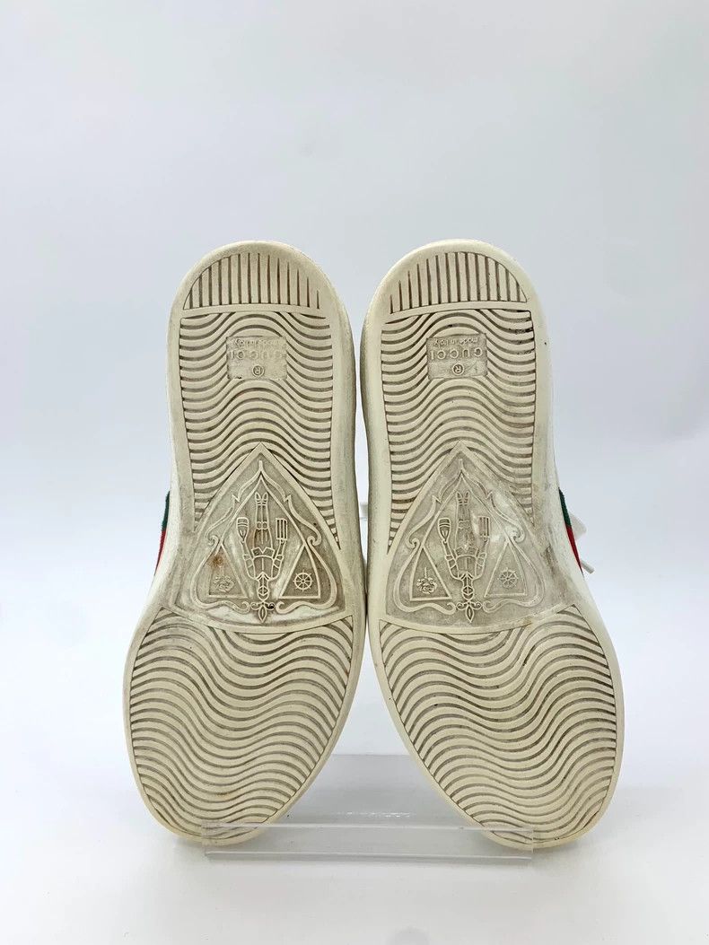 Gucci White tiger head embroidered low-top lace-up board sh