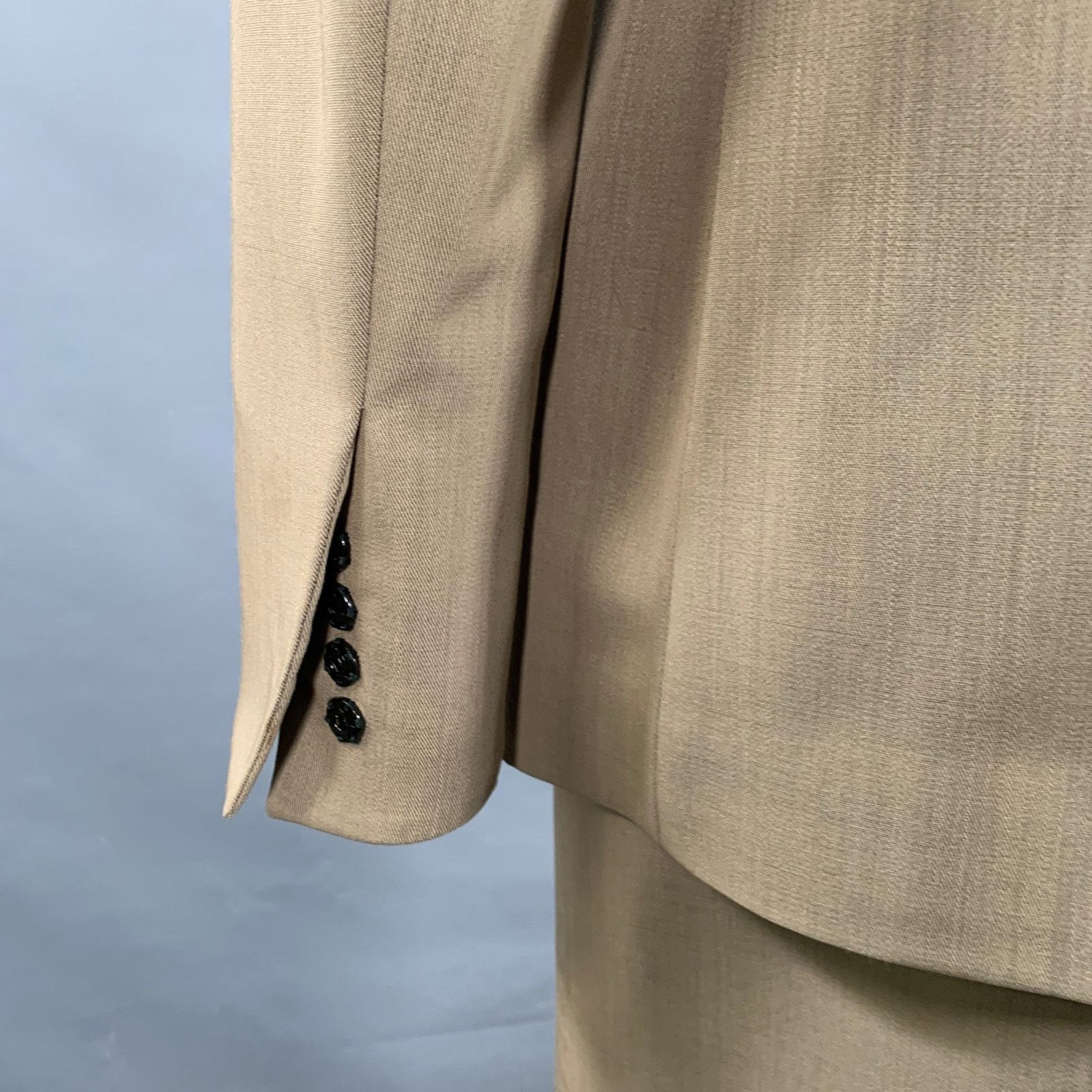 Jean Paul Gaultier JEAN PAUL GAULTIER 6 Beige Wool Single Breasted Skirt Suit Size 28" / US 6 / IT 42 - 7 Thumbnail
