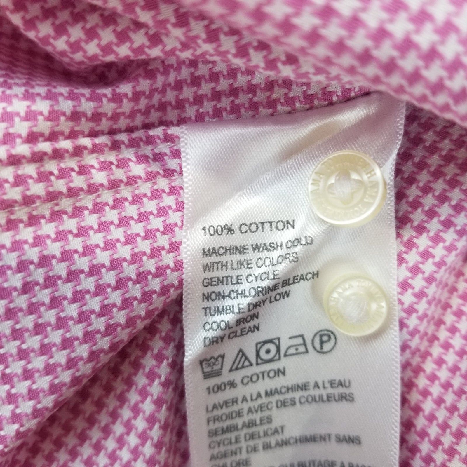 Tommy Bahama Tommy Bahama Shirt Mens Large 16 34/35 Pink Houndstooth Size US L / EU 52-54 / 3 - 7 Thumbnail