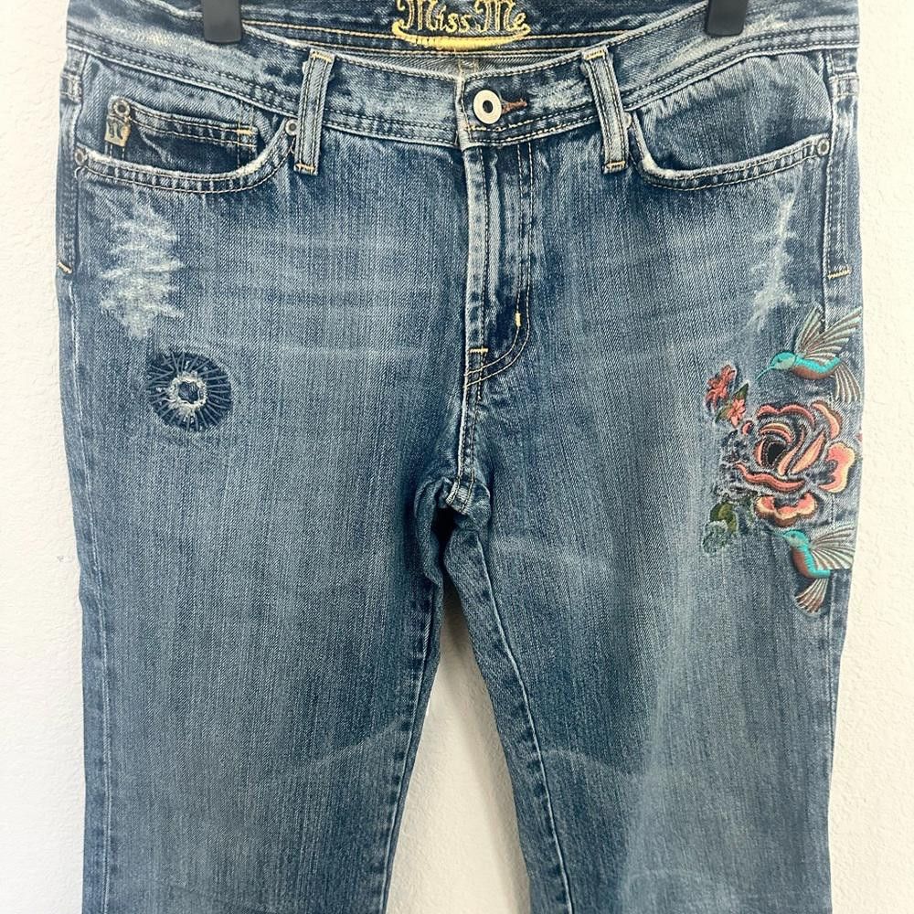 Designer Miss Me Jeans Marilyn Bootcut Embroidered Hummingbird 31 Size 31" - 3 Thumbnail