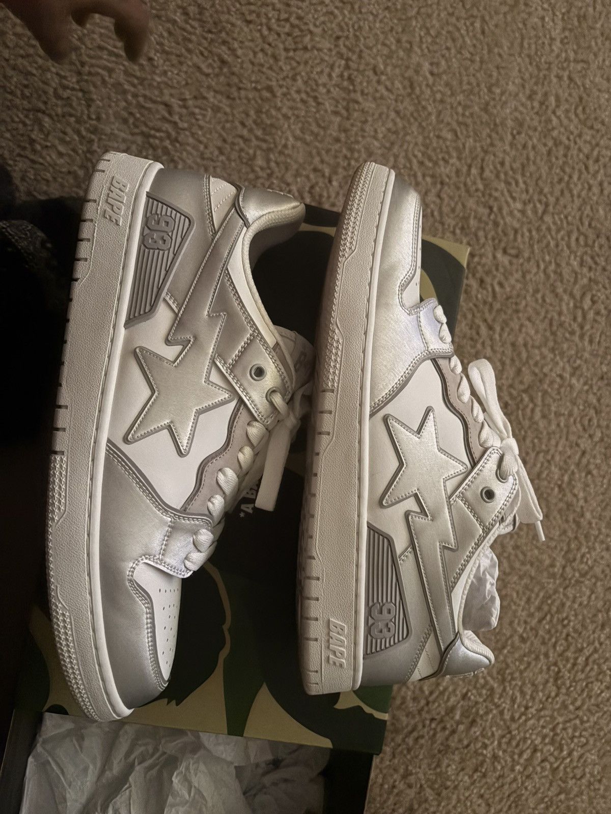 Bape BAPE White & Silver Sk8 Sta #4 Sneakers Size US 11.5 / EU 44-45 - 3 Thumbnail