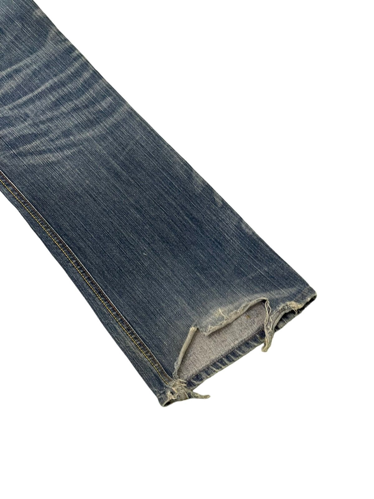 Japanese Brand Flare Jeans Rush Hour Faded Distress Boot Cut 8🟦4 Size US 33 - 14 Thumbnail