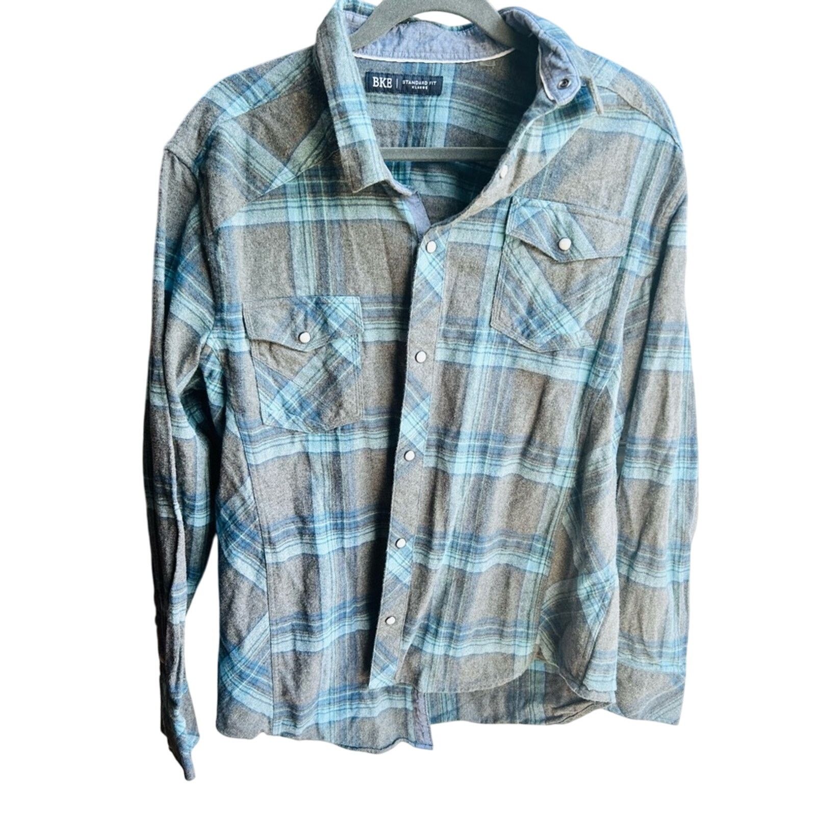 BKE BKE men’s plaid flannel shirt snap up blue and gray size XL Size US XL / EU 56 / 4 - 2 Thumbnail