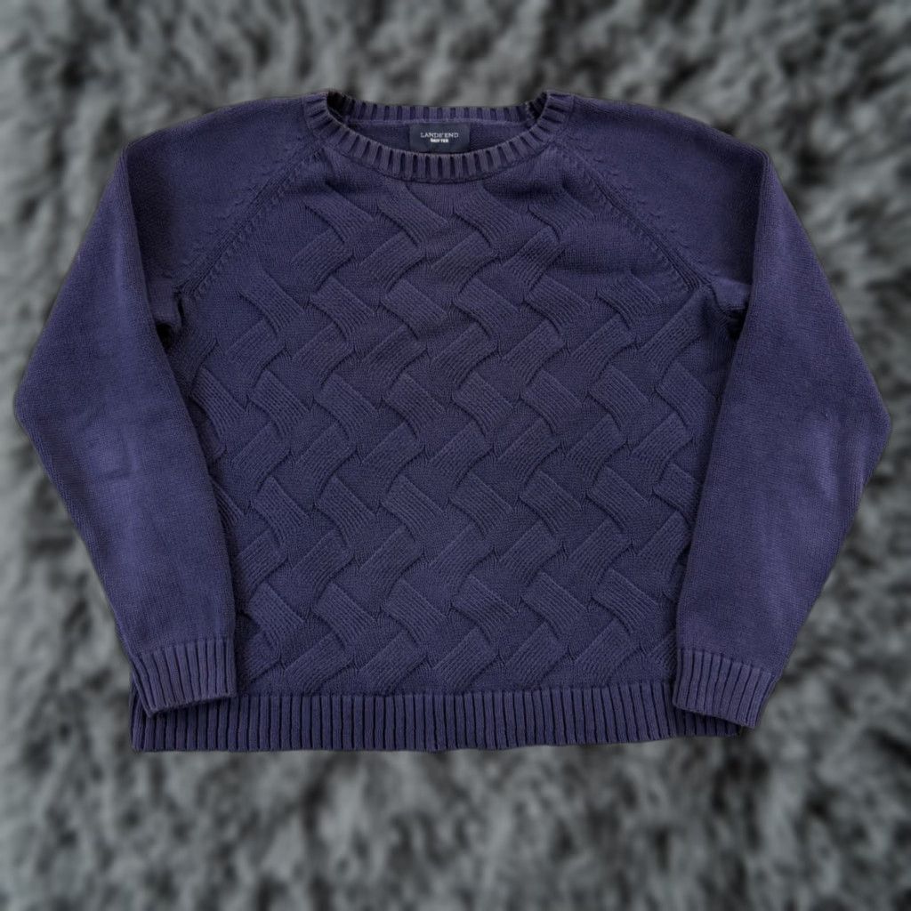 Lands' End Lands End Drifter Sweater Women XL Petite Blue Cable-Knit Pullover Size XL / US 12-14 / IT 48-50 - 1 Thumbnail
