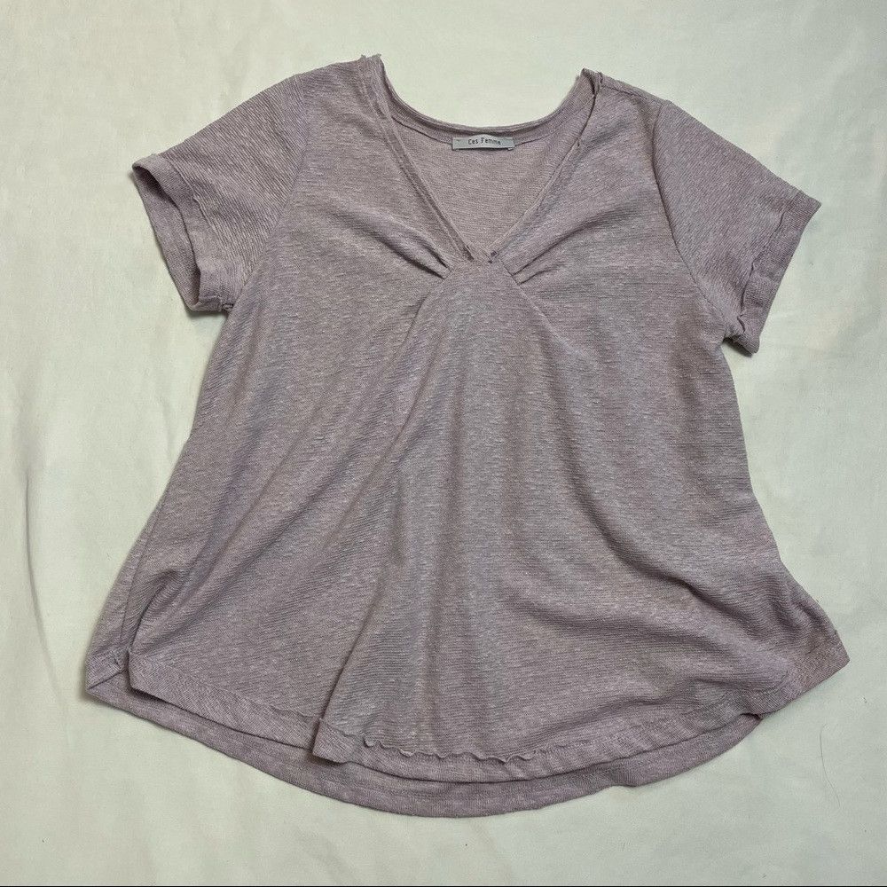 Other Ces Femme Pale Lavender Textured Knit V Neck Top With Short Size M / US 6-8 / IT 42-44 - 6 Thumbnail