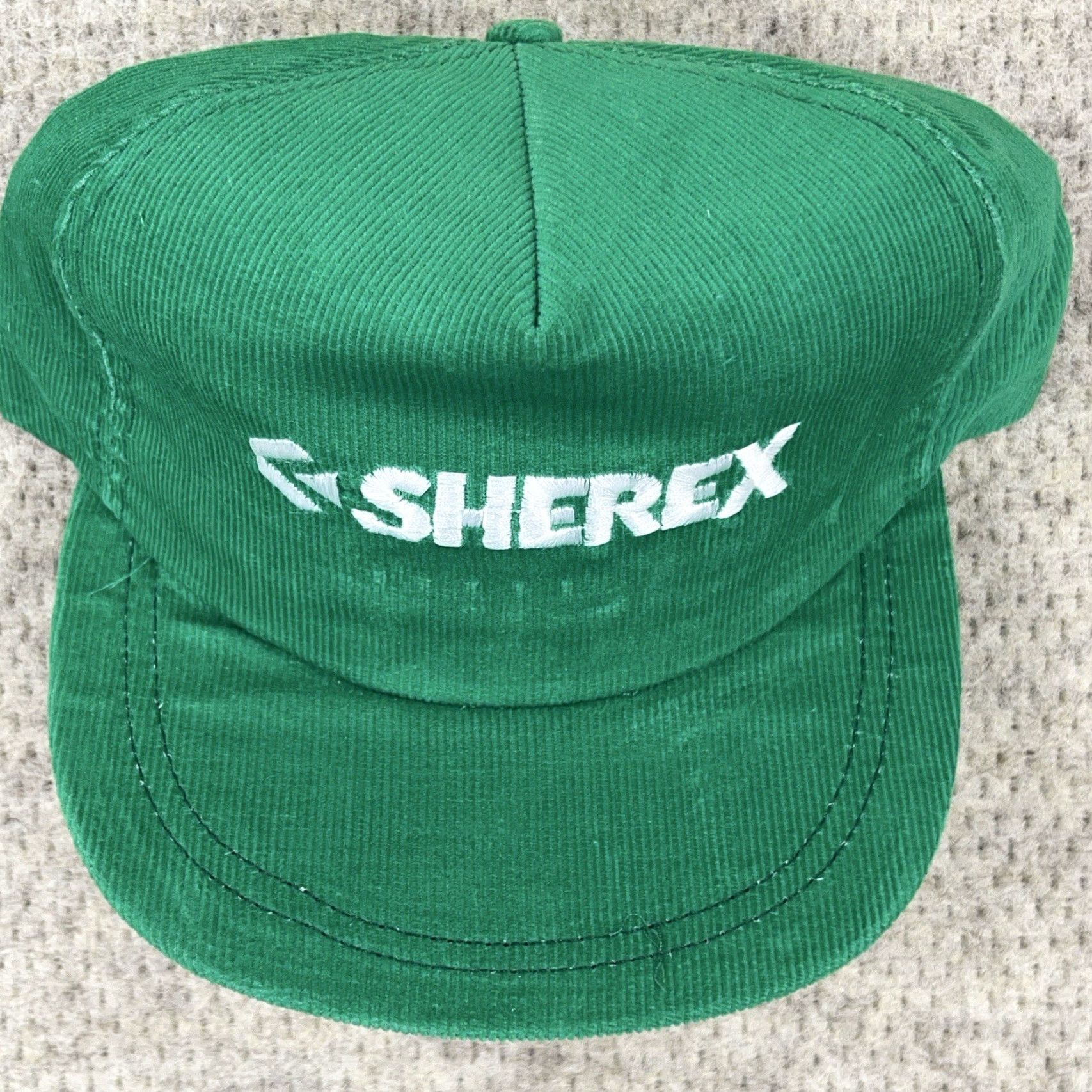 Vintage VINTAGE Corduroy Trucker Hat Cap SnapBack Green Made In USA Sherex Coal Mine 80s Mens Adjustable Hat Green 80s Retro USA Trucker Hat Size ONE SIZE - 4 Thumbnail