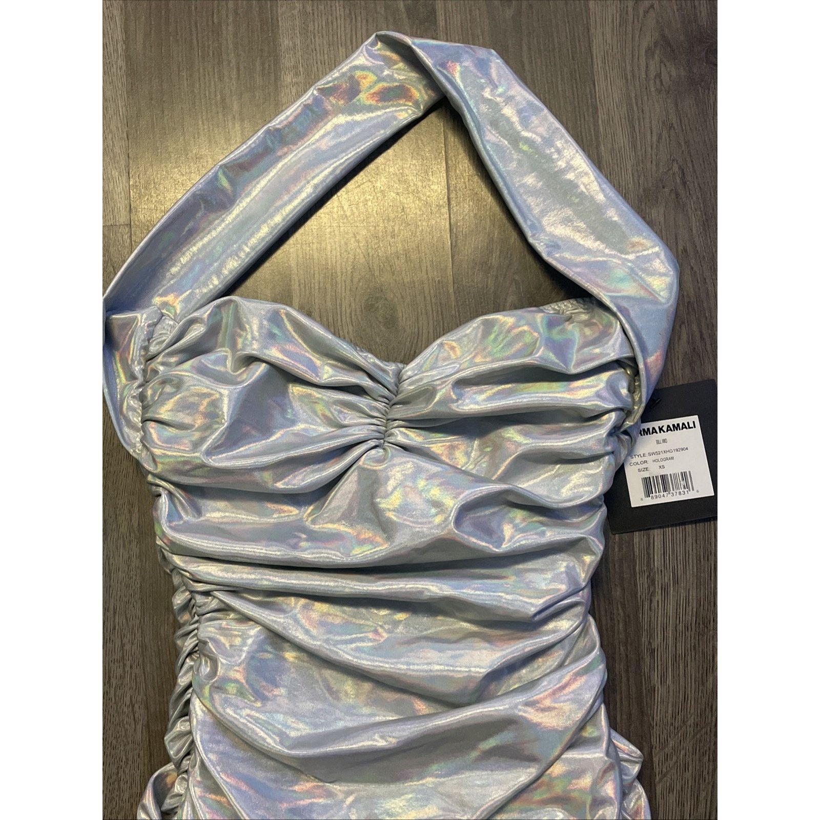 Norma Kamali Norma Kamali Bill Mio Swimsuit XS NWT Silver Iridescent Size ONE SIZE - 2 Thumbnail