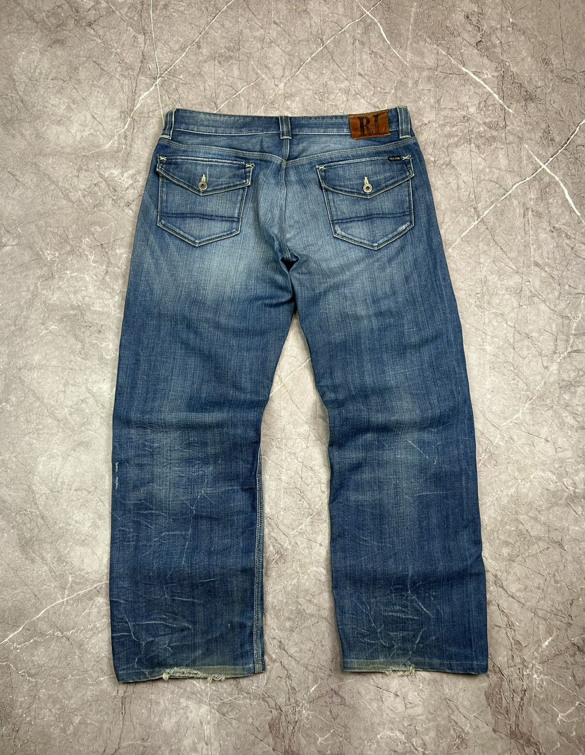 Polo Ralph Lauren × Vintage VINTAGE Y2K POLO RL BAGGY WIDE LEG LIGHT WASH DENIM JEANS Size US 34 / EU 50 - 2 Thumbnail