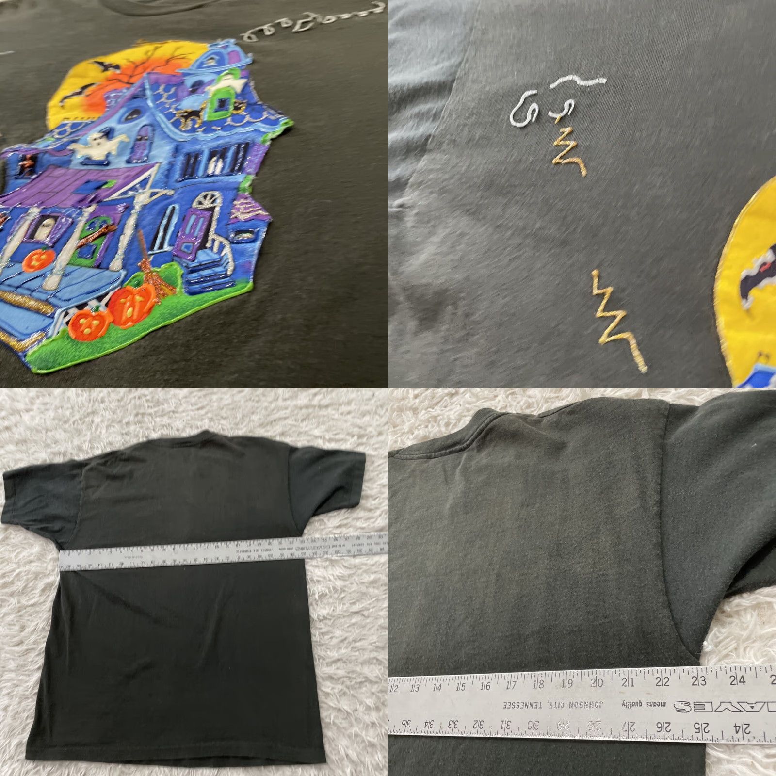 Vintage VINTAGE MegaTex Halloween 90s Single Stitch Shirt Men XL Black 3D Art Ghost Stitch Made USA United States Crew Neck Short Sleeve Cotton T-Shirt Size US XL / EU 56 / 4 - 8 Thumbnail