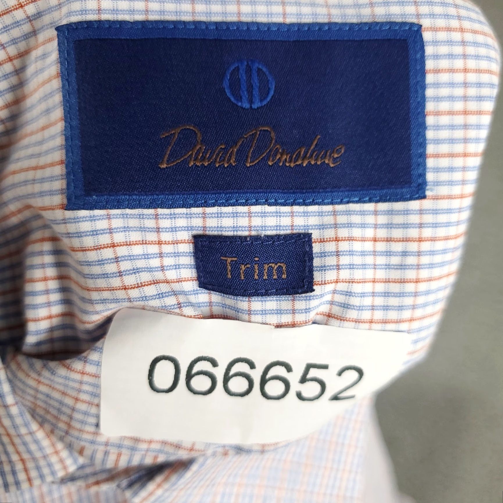 David Donahue David Donahue Shirt Mens 16.5 Blue Plaid Trim Fit Dress Button Up Long Sleeve Size 46R - 8 Thumbnail