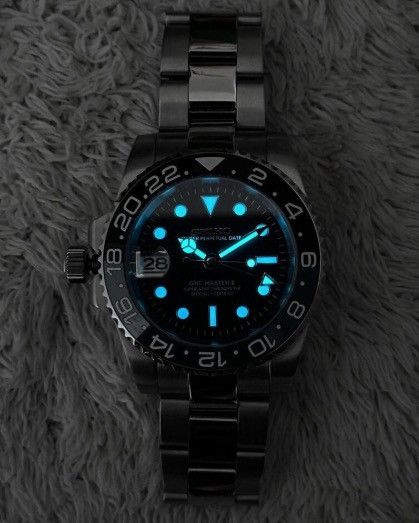 Japanese Brand Seiko Mod GMT-Master 2 Sprite Green Oyster Steel Watch NH34 Size ONE SIZE - 6 Thumbnail