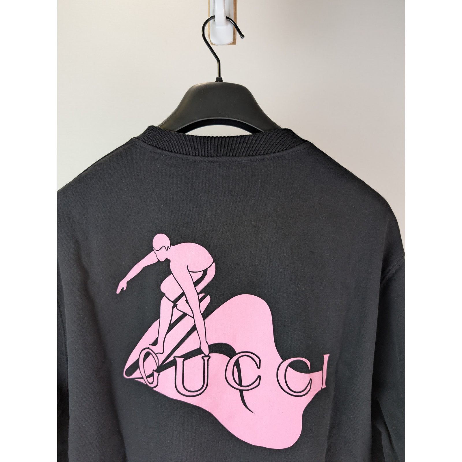 Gucci o1rshd1 Printed Logo Cotton Sweatshirt in Black / Light Pink Size US L / EU 52-54 / 3 - 14 Thumbnail