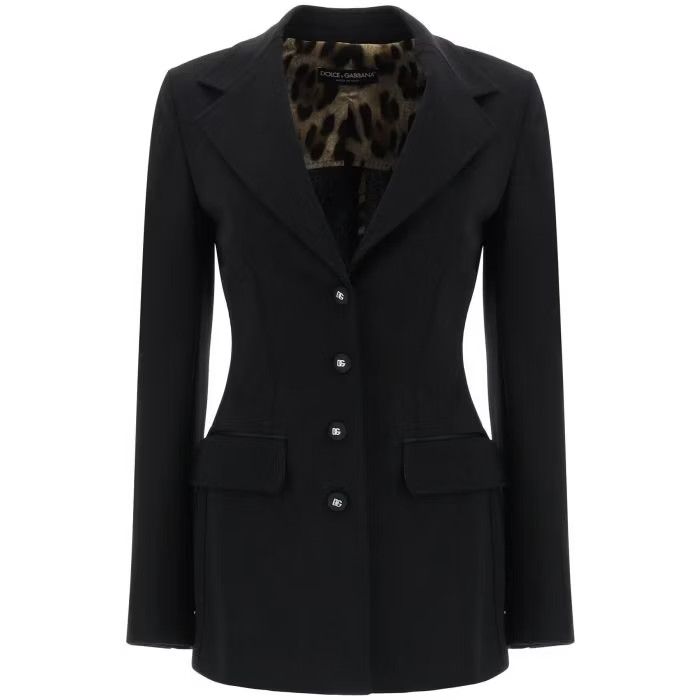 image of Dolce Gabbana O1S22I1N0424 Milano Stitch Breasted Jacket In Black, Women's (Size Medium)