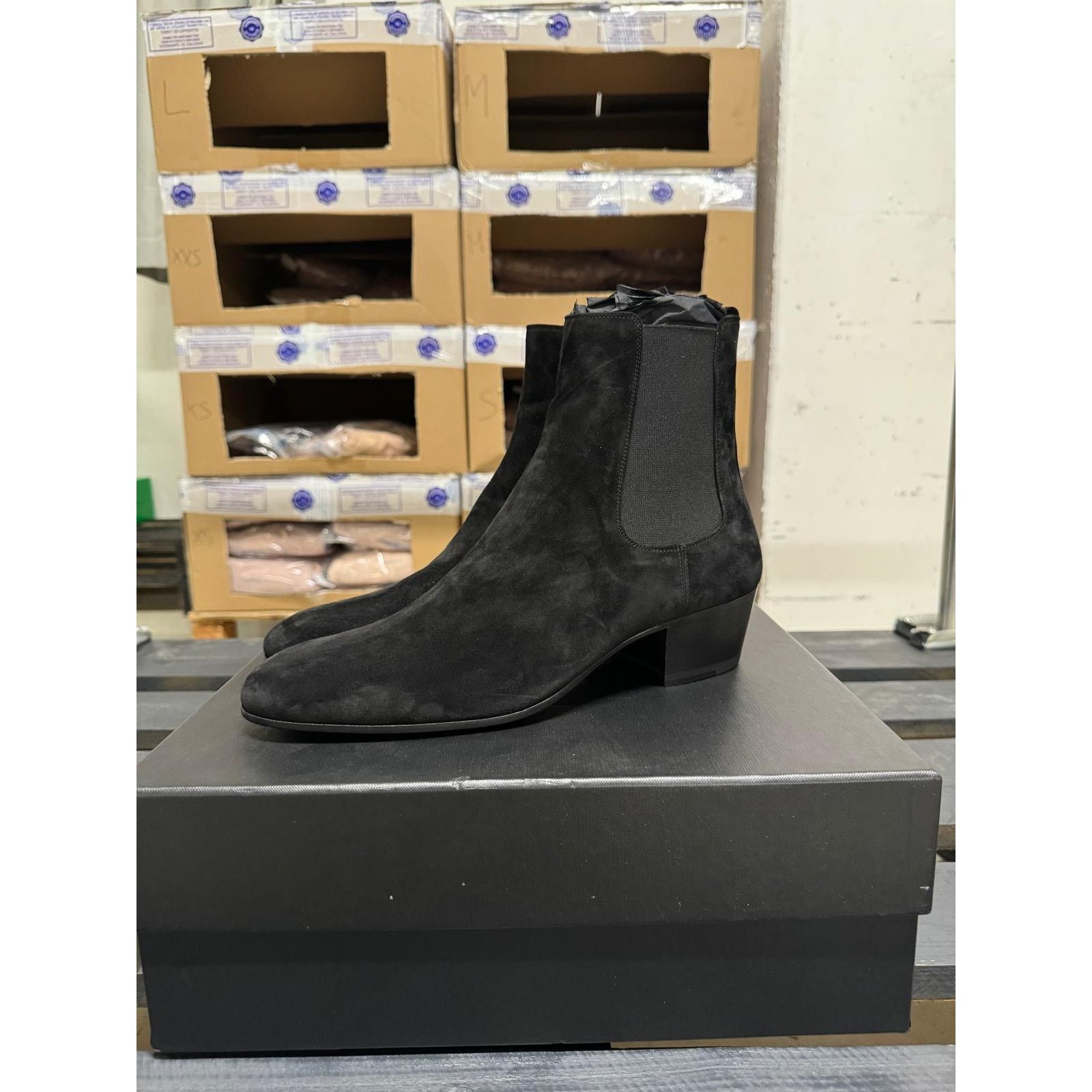 Saint Laurent Paris o1alsimx924 507708 Suede Chelsea Boots in Black Size US 12 / EU 45 - 5 Thumbnail