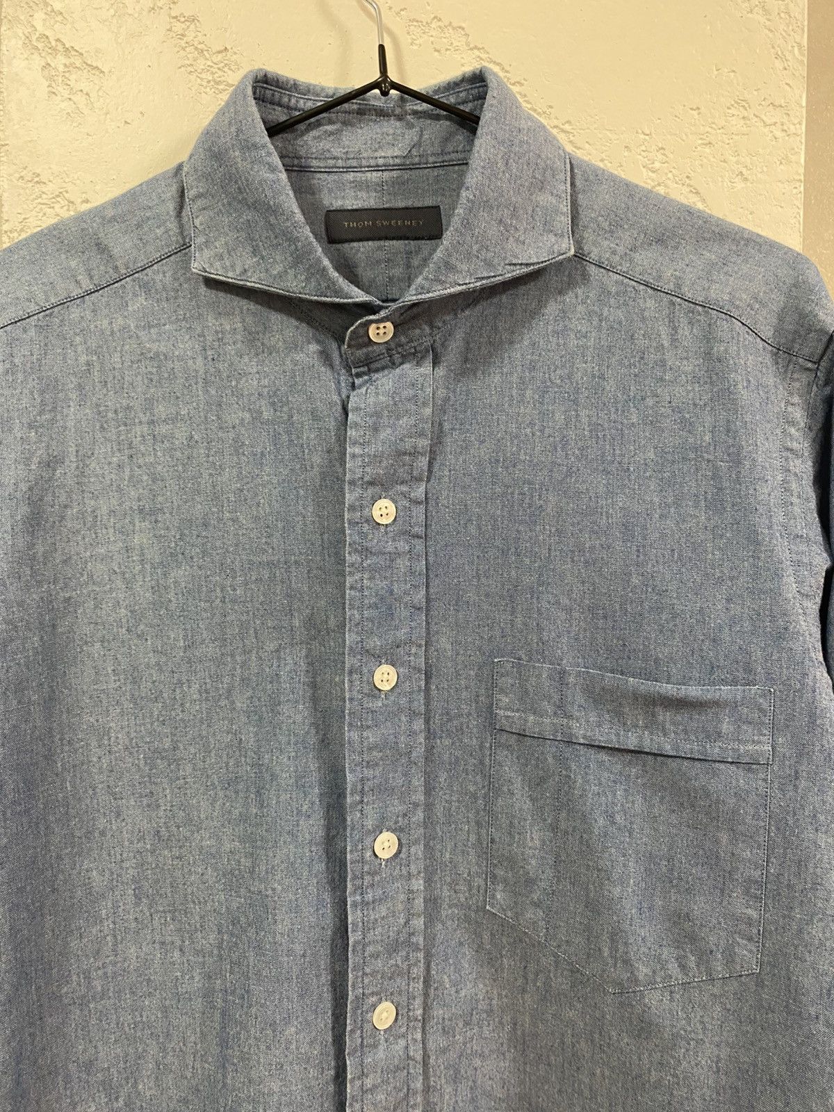 Thom Sweeney Thom Sweeney Cutaway Collar Cotton Button Shirt RRP 400$ Size US S / EU 44-46 / 1 - 2 Thumbnail
