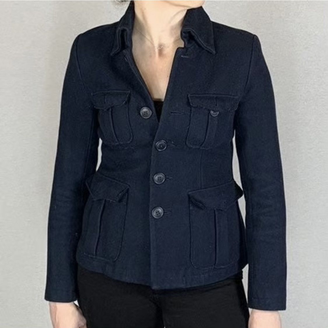 Lucky Brand Lucky Brand Wool Blend Button Front Field Jacket Peacoat Size S / US 4 / IT 40 - 2 Thumbnail