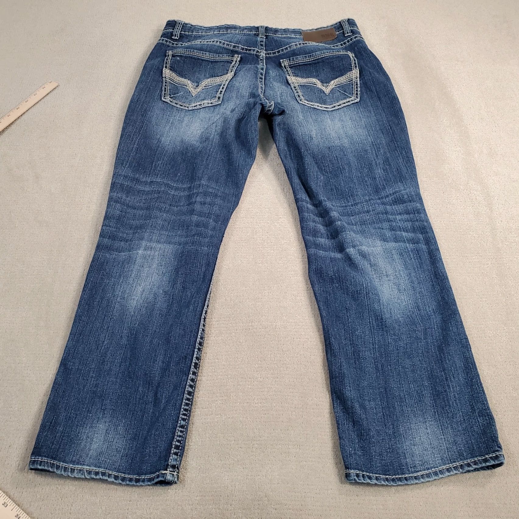 Vintage BKE Tyler Jeans Mens 38 S Blue Medium Wash Denim Solid Straight Leg Buckle Faded Size US 38 / EU 54 - 7 Thumbnail