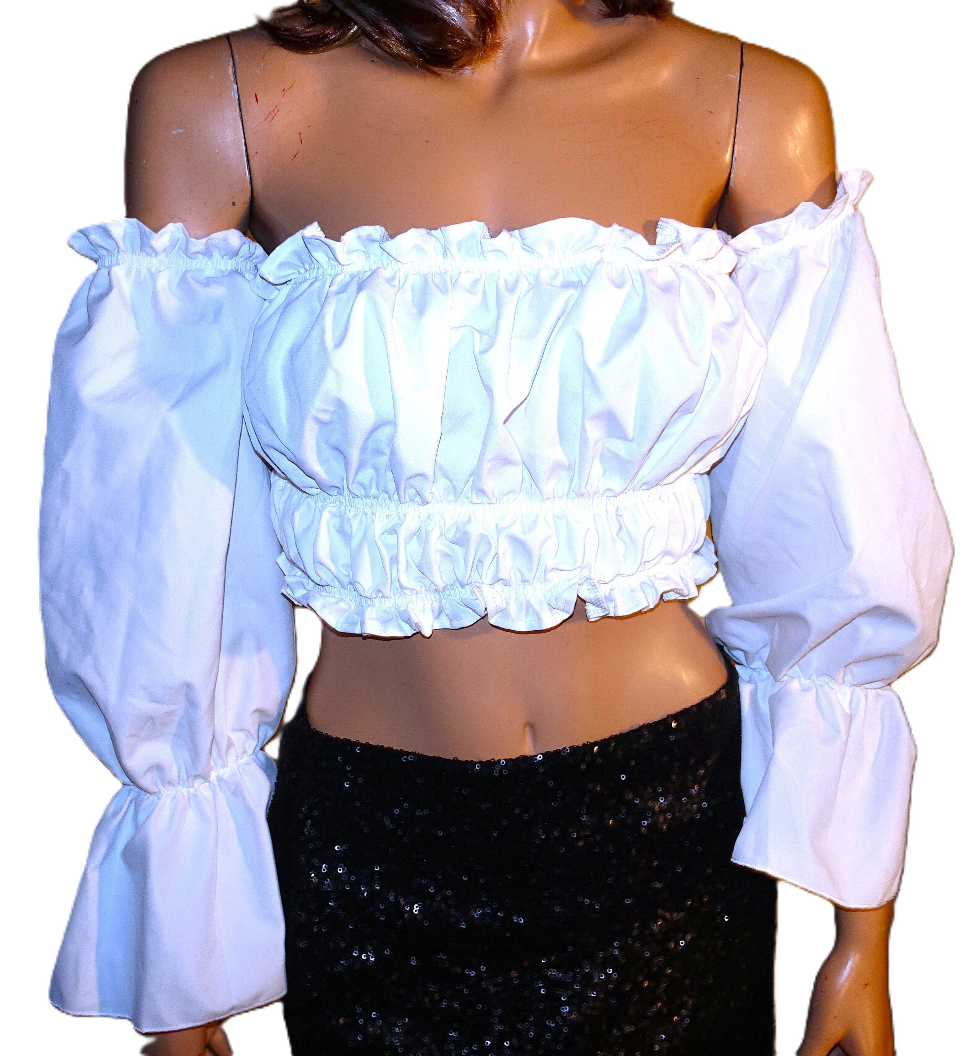 Vintage White Off Shoulder Ruffle Cha Cha Top 1XL Size XL / US 12-14 / IT 48-50 - 3 Thumbnail