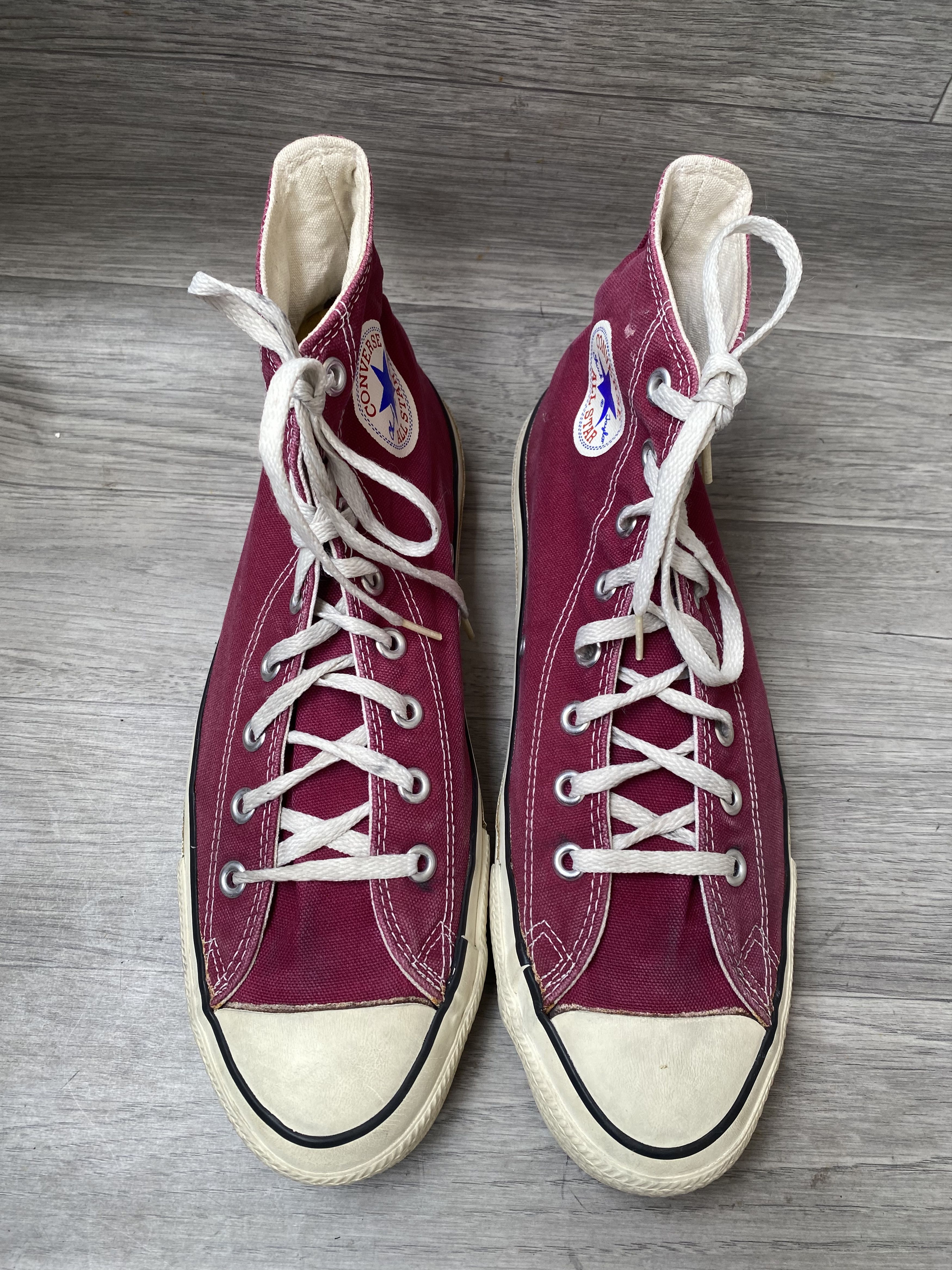 Converse Vintage 90's converse canvas hi-top maroon sneakers Size US 10.5 / EU 43-44 - 3 Thumbnail