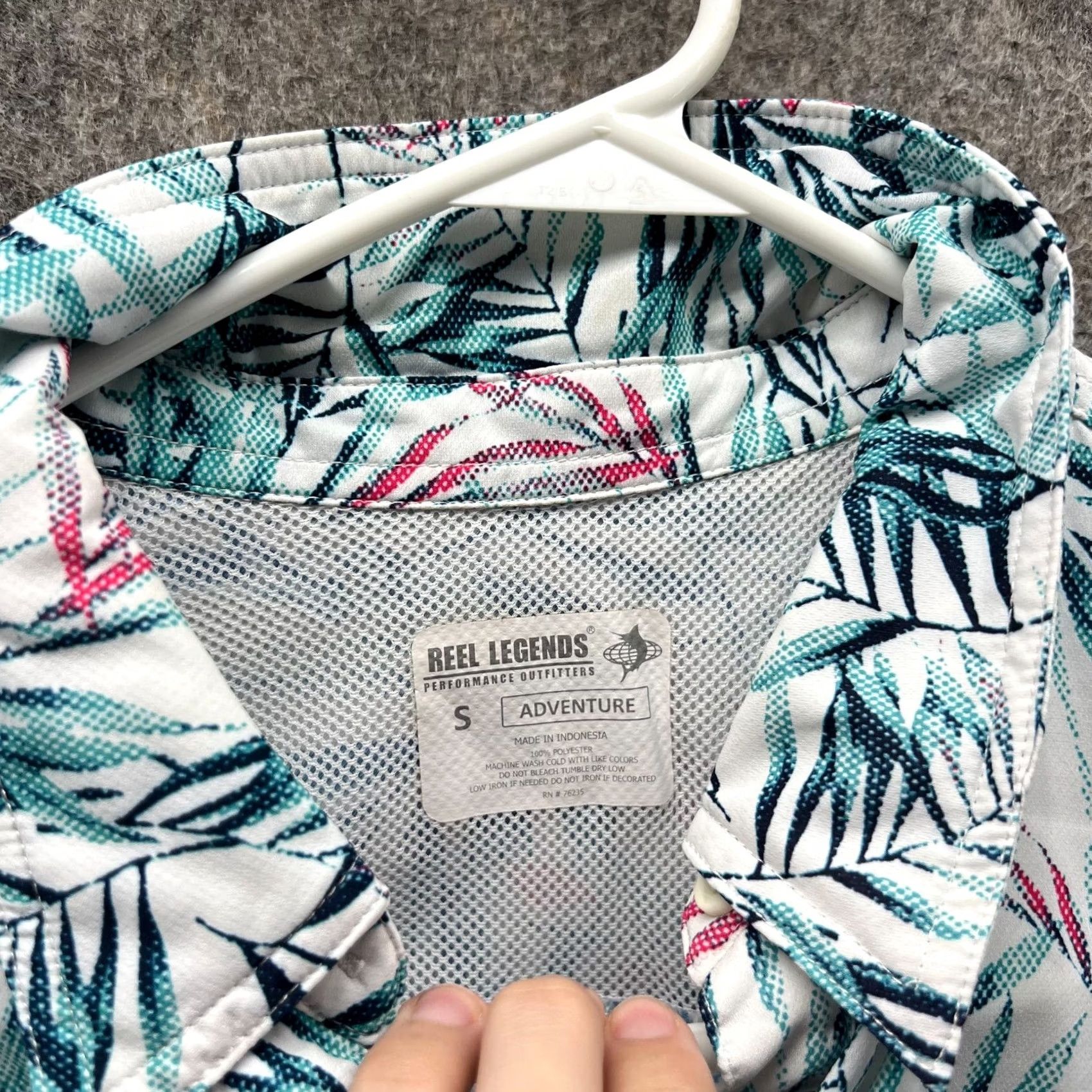 Vintage Reel Legends Shirt Womens Small Blue Button Down Stretch Knit Floral Button-Up Size S / US 4 / IT 40 - 7 Thumbnail