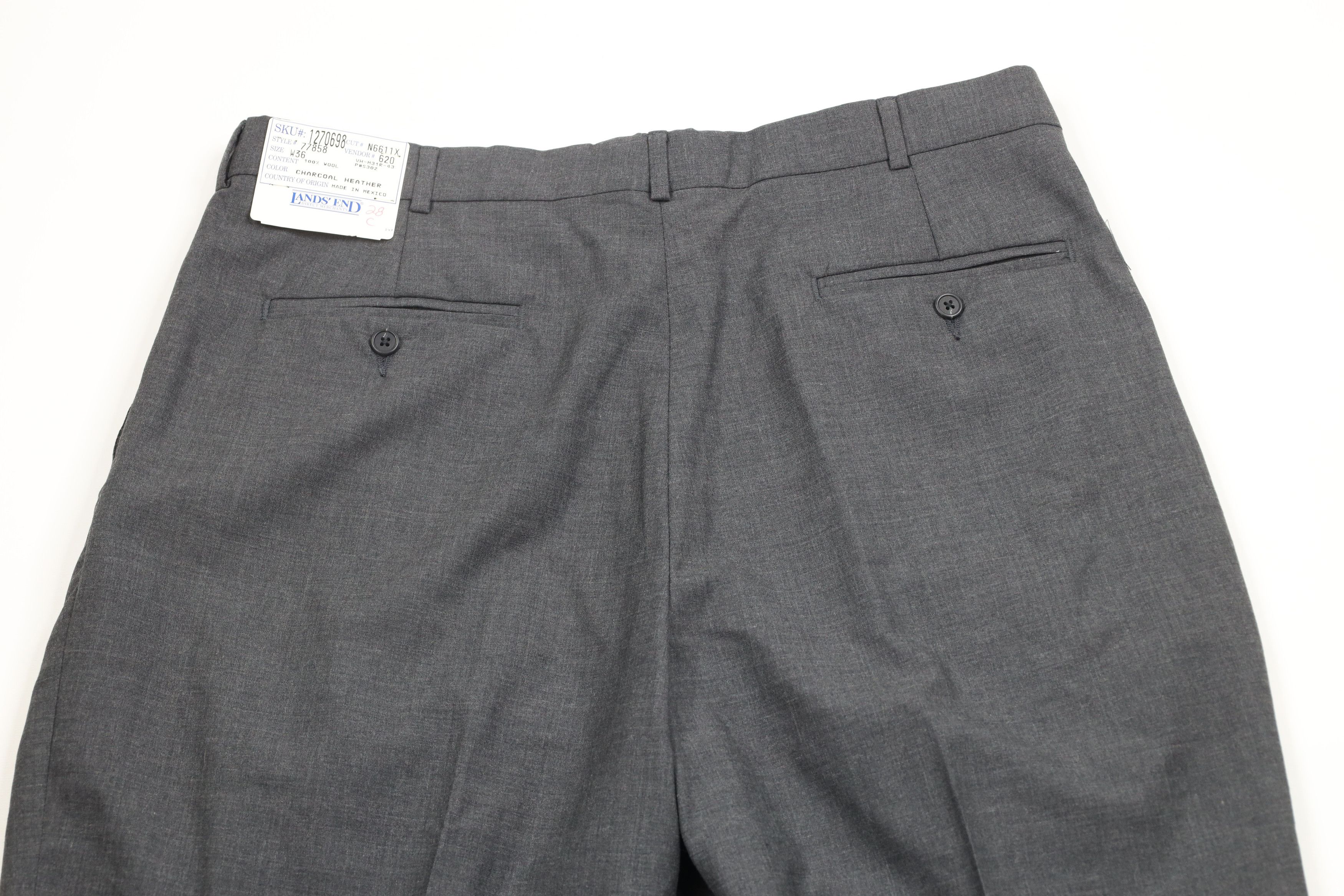 Lands' End × Vintage Deadstock Vintage 90s Lands End Wool Wide Leg Chino Pants Size US 36 / EU 52 - 9 Thumbnail