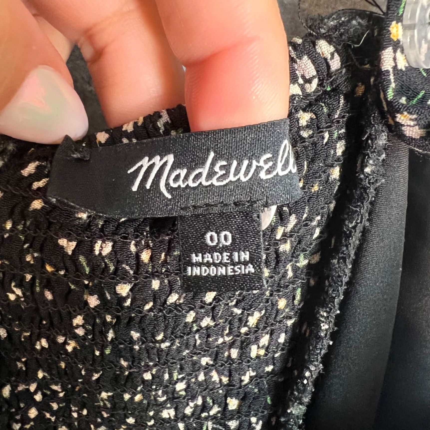 Madewell VINTAGE Madewell Black Floral Sleeveless Jumpsuit Women's Size 00 Wide-Leg Viscose Size 24" / US 00 / IT 34 - 3 Thumbnail
