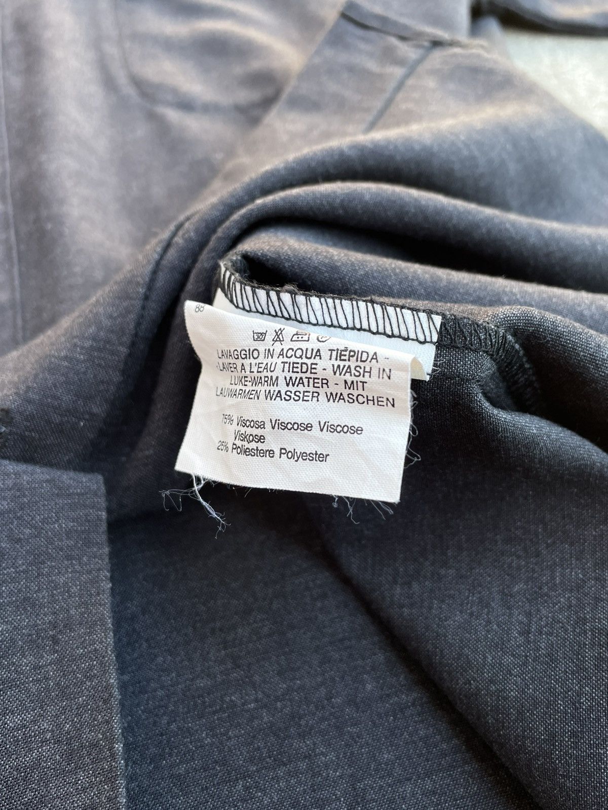 Vintage Mandarin Collar Shirt: Dark Gray Viscose, Italy Size US L / EU 52-54 / 3 - 10 Thumbnail