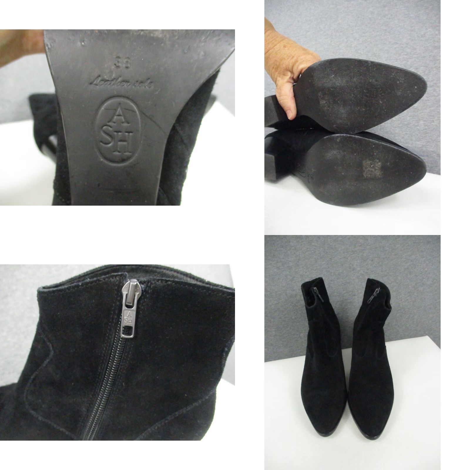 ASH Ash Booties 38 Leather Black Women Suede Zip Boots EUC Ash Henna Western Contemporary Charcoal Black Leather Ankle Bootie Womens Shoes Size US 8 / IT 38 - 8 Thumbnail