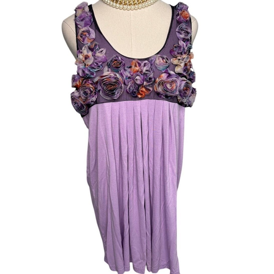 Vintage Y2K rosette long line tank top tunic purple size medium M Size M / US 6-8 / IT 42-44 - 2 Thumbnail