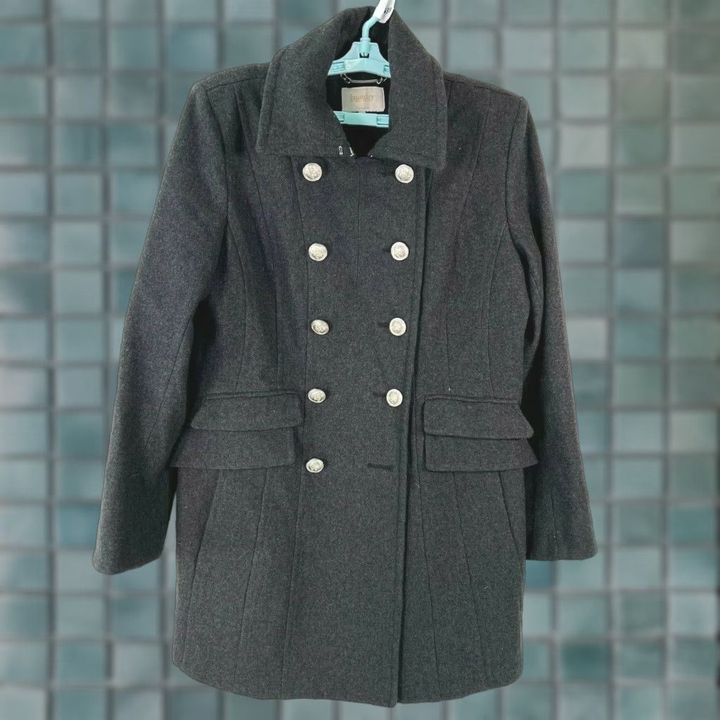 Laundry by Shelli Segal Laundry by Shelli Segal Womens Pea Coat Coat Grey Wool Blend Size 14 Vintage? No. Size XL / US 12-14 / IT 48-50 - 1 Thumbnail