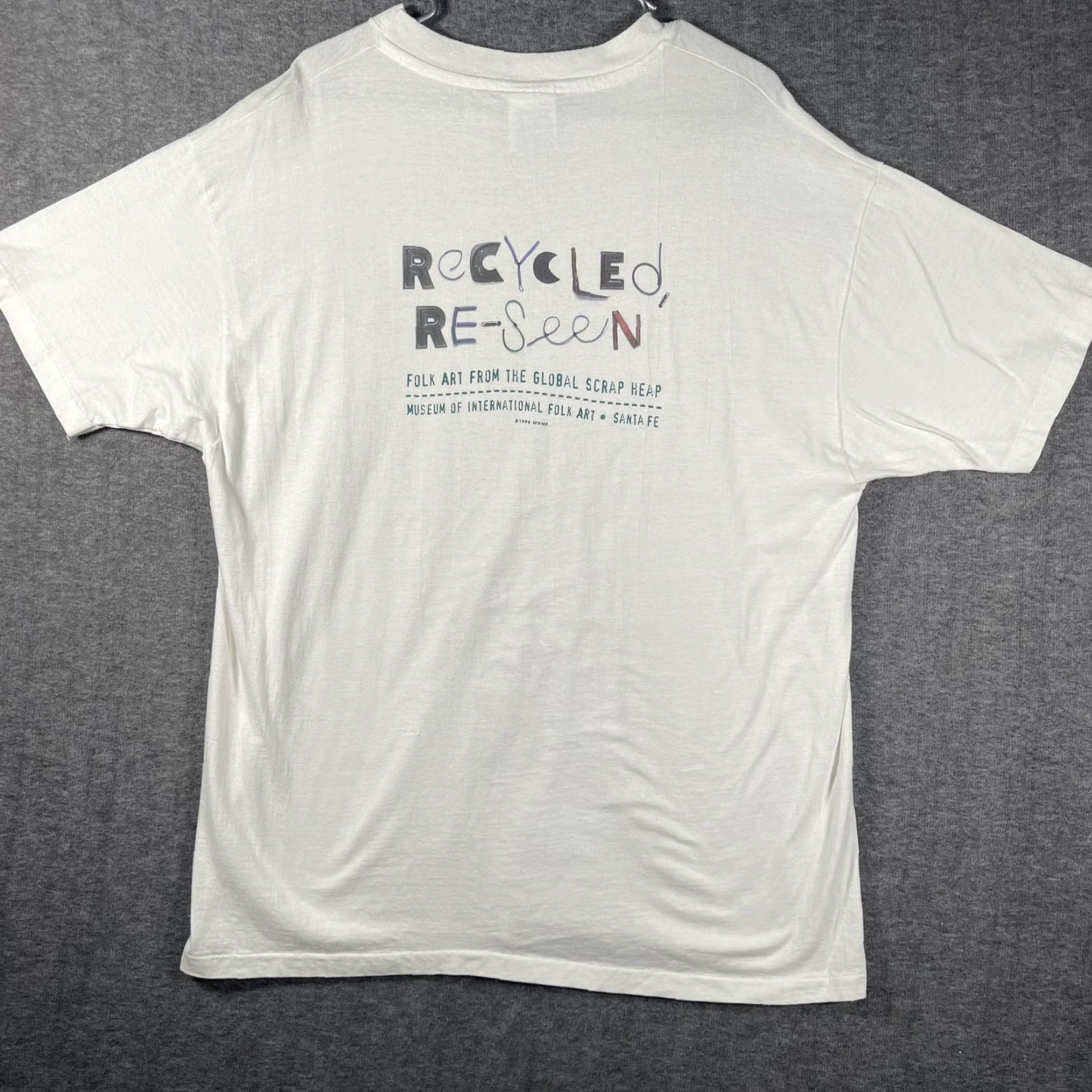 Hanes VINTAGE Hanes Beefy-T Shirt Mens XL White Museum Folk Art 1996 90s Recycled Re-Seen Graphic Print Crew Neck Short Sleeve 100% Cotton Size US XL / EU 56 / 4 - 2 Thumbnail