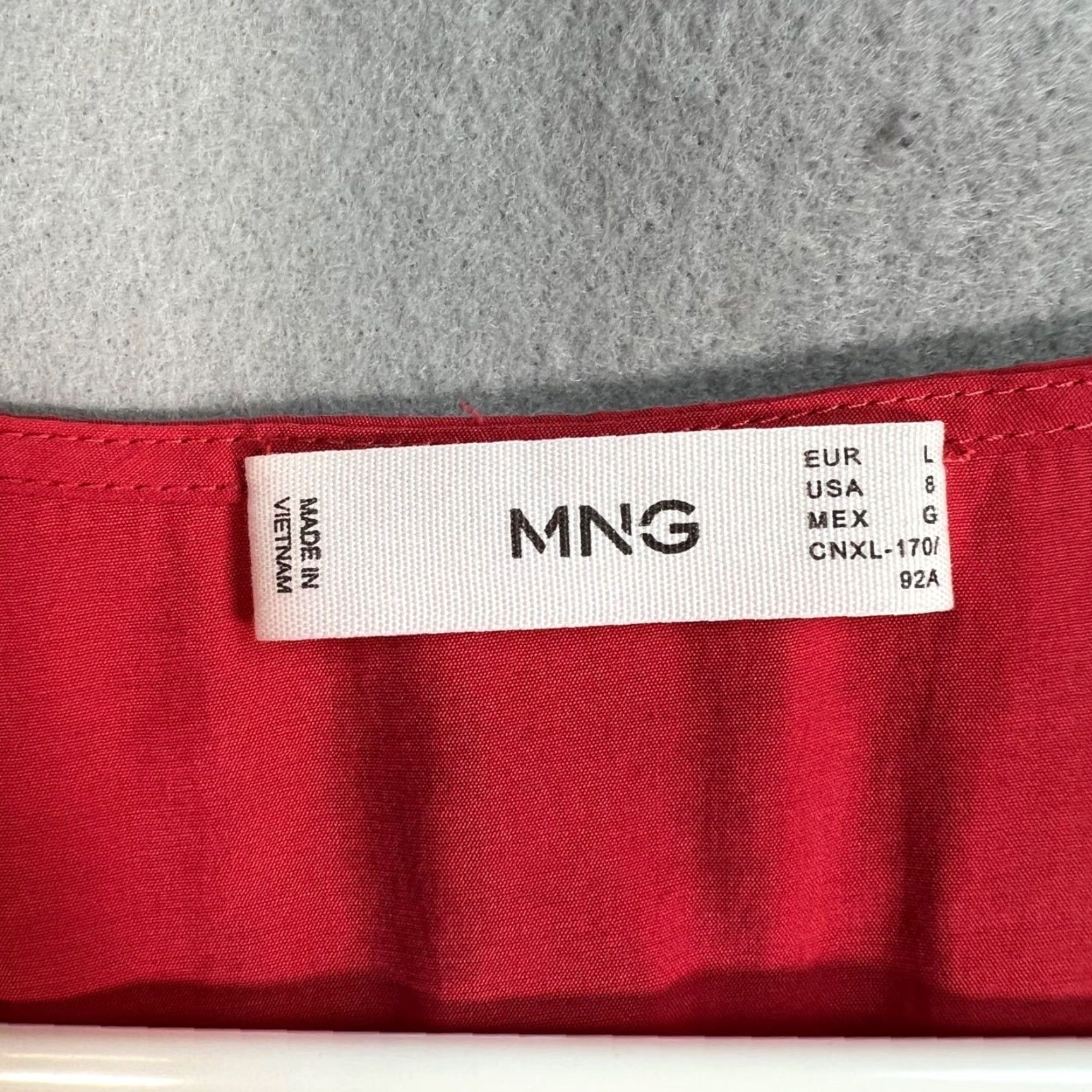 Mango Mango Red Midi Dress Waist Tie Button Front Womens Size 8 Size M / US 6-8 / IT 42-44 - 3 Thumbnail
