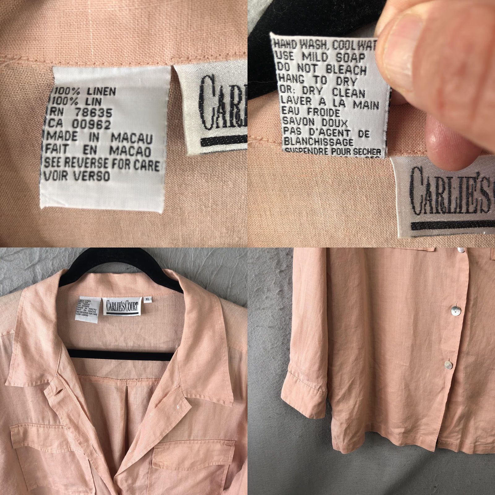 Pinko Carlie's Court Shirt Womens XL Pink 100% Linen Button Front Tunic Top Beachy Linen Casual Beachwear Long Sleeve Collared Button-Up Size XL / US 12-14 / IT 48-50 - 8 Thumbnail