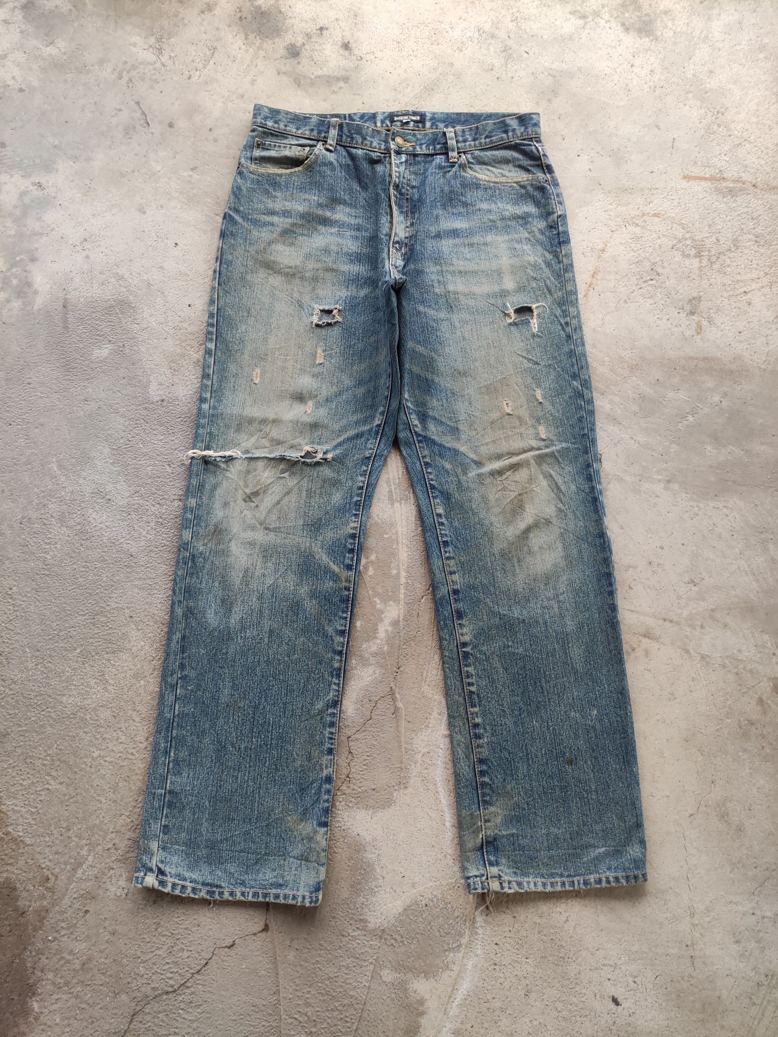 Japanese Brand Vintage Amore Puro Baggy Jean Distressed Faded Denim Size US 34 / EU 50 - 1 Thumbnail
