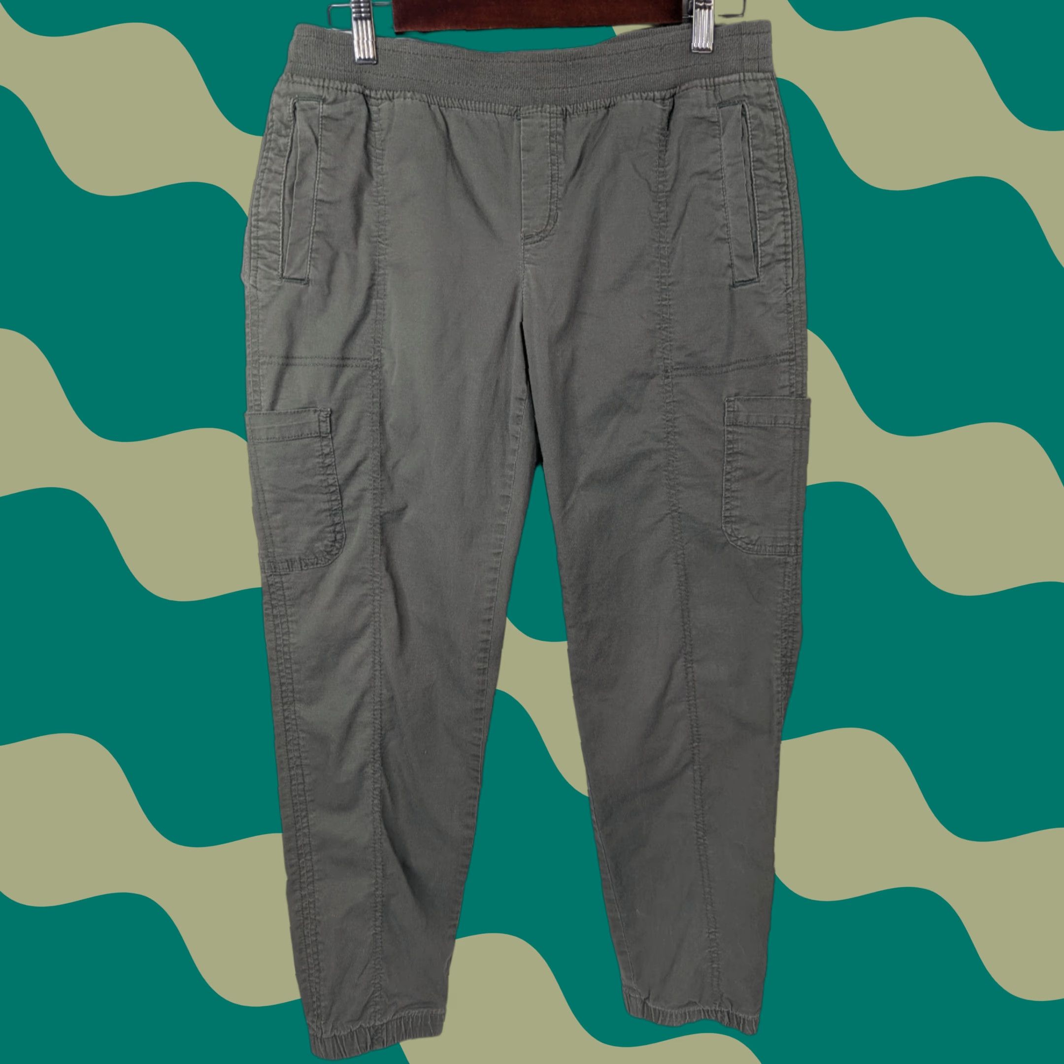 Eddie Bauer VINTAGE? (No) Eddie Bauer Laid Back Twill Jogger Womens Sz 8 Army Green Elastic Waist Pull On Size 30" / US 8 / IT 44 - 1 Thumbnail