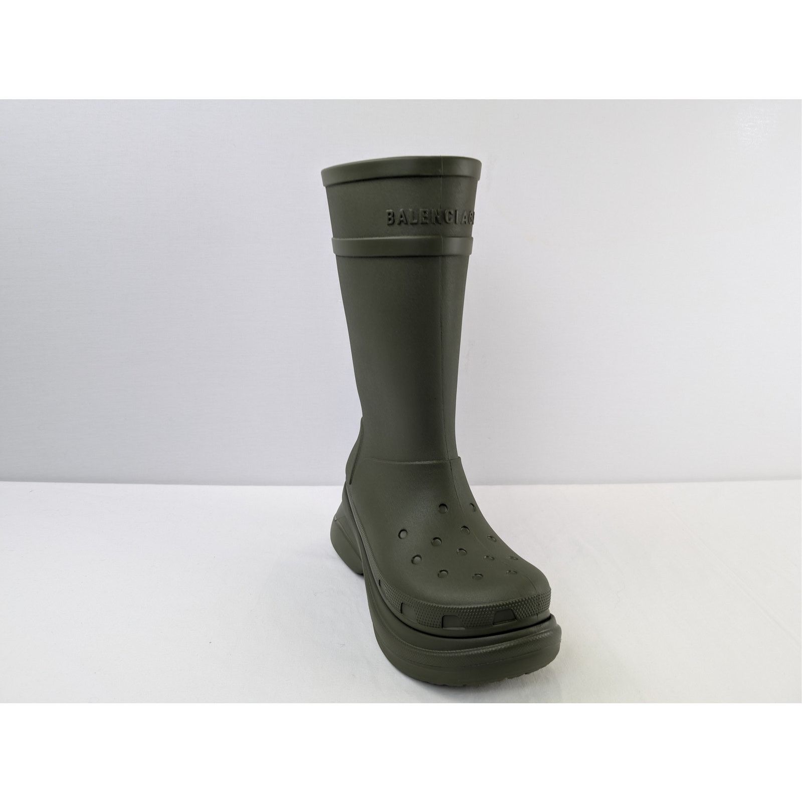 Balenciaga o1rshd1 Rubber Crocs Boot in Army Green Size US 11 / EU 44 - 3 Thumbnail