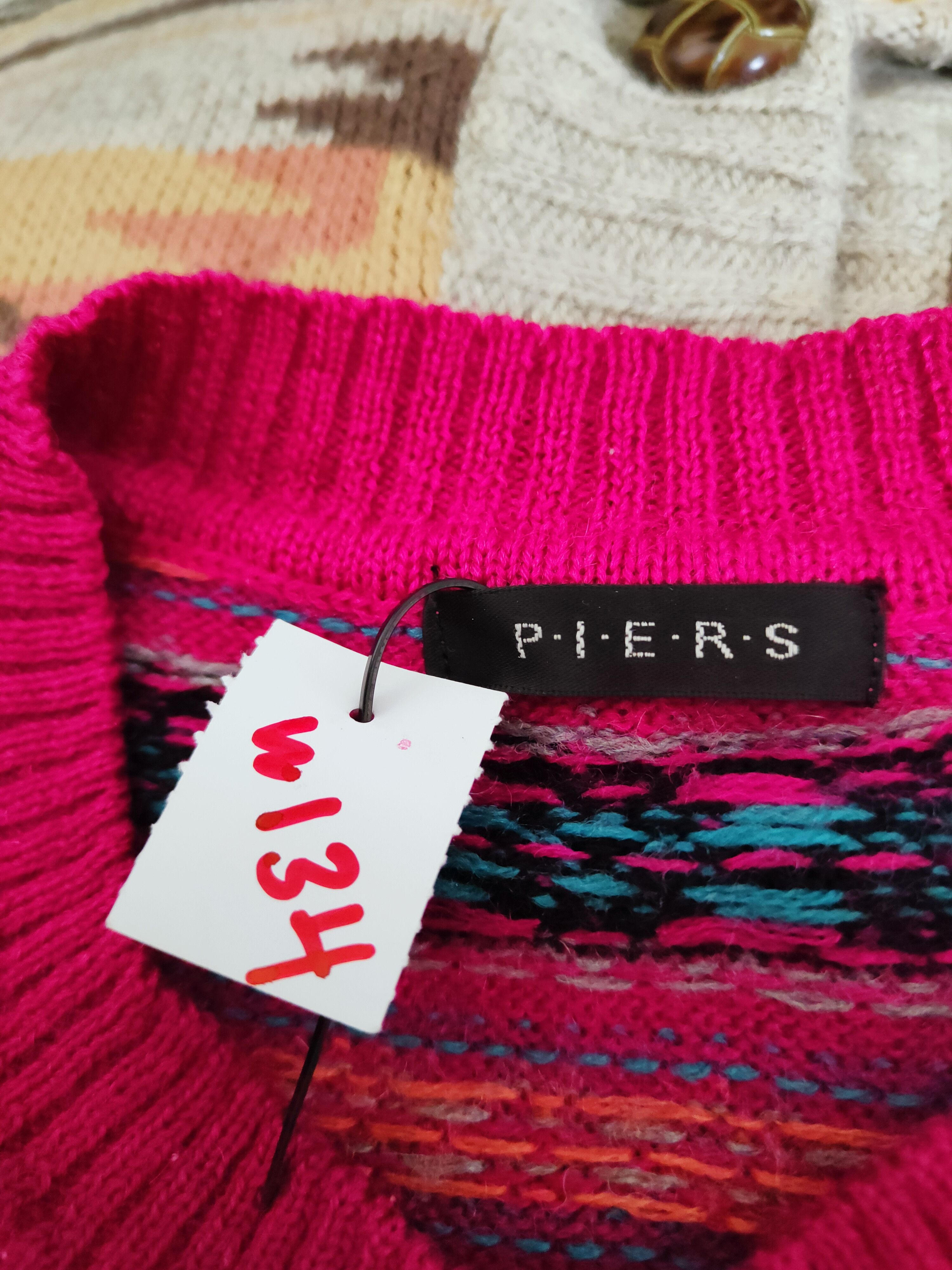 Japanese Brand Piers Dark Pink Knitwear art design Cardigan #W134 Size M / US 6-8 / IT 42-44 - 12 Thumbnail