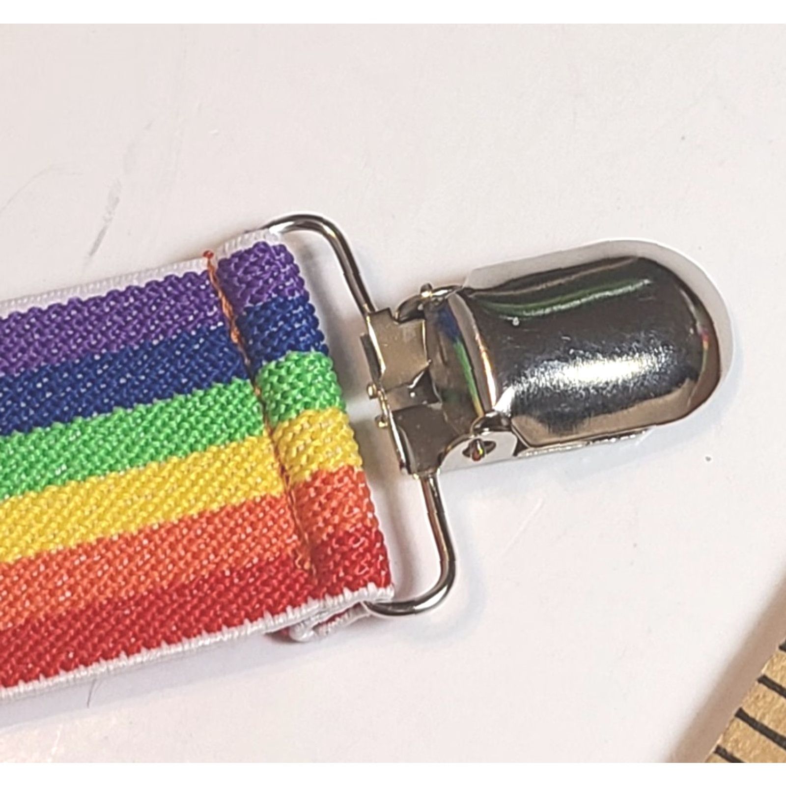 Rainbow Rainbow Suspenders 1.5" Wide Stretch Pride Cosplay Belt Mens Suspender Clip Multicolor Elastic Nylon Polyester Adjustable Striped 90s? Size ONE SIZE - 3 Thumbnail