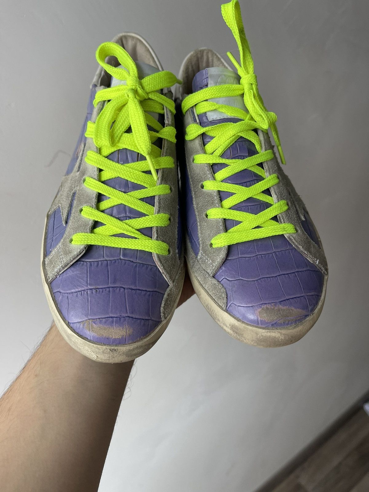 Golden Goose Golden Goose Super-Star Purple Croc Effect Sneakers Neon 39 Size US 9 / IT 39 - 3 Thumbnail