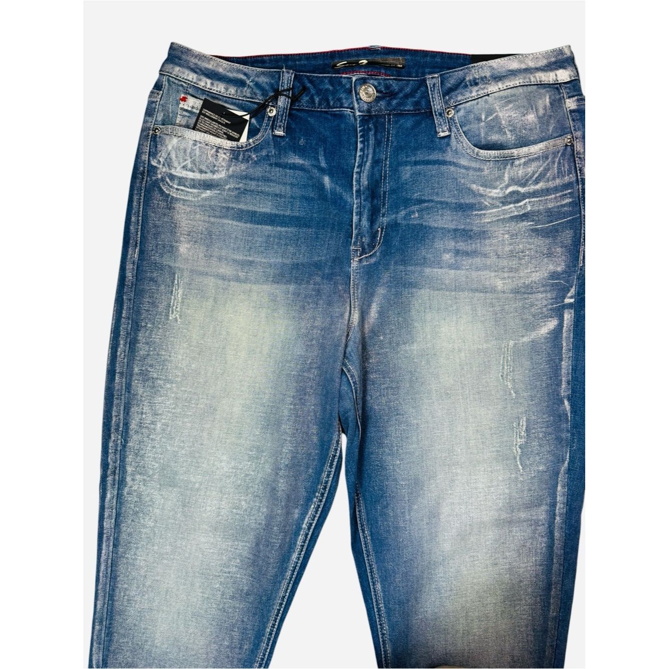 Seven 7 NWT New Seven7 High Rise Ankle Skinny Silver Coated Distres Size 38" / US 16 / IT 52 - 4 Thumbnail