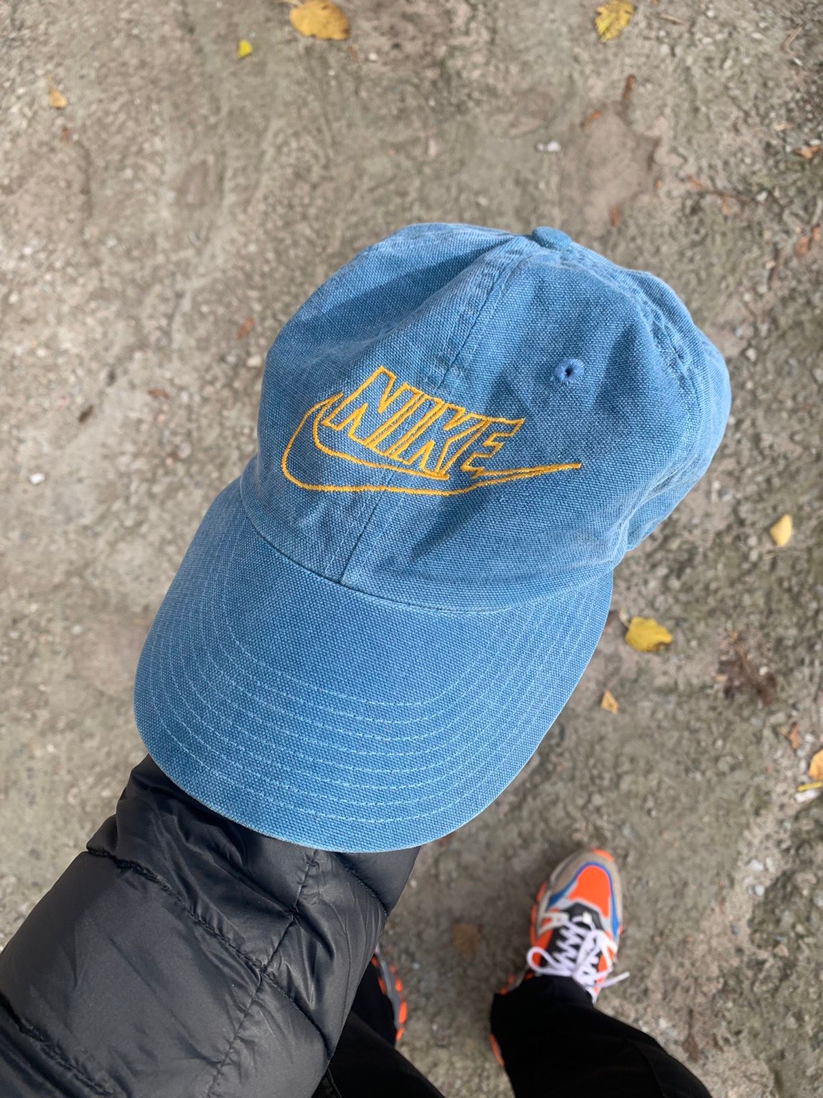 Pre-owned Nike X Vintage Nike Big Logo Cap Drill Hats Y2k 90's Swoosh In Blue