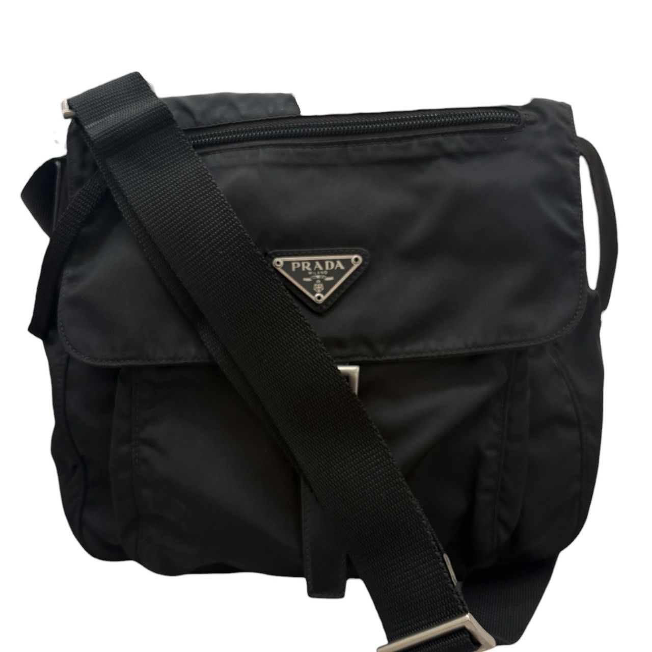 Prada Prada Tessuto Nylon Shoulder Bag Textile Shoulder Bag Duty Free For Usa in Black, Women's