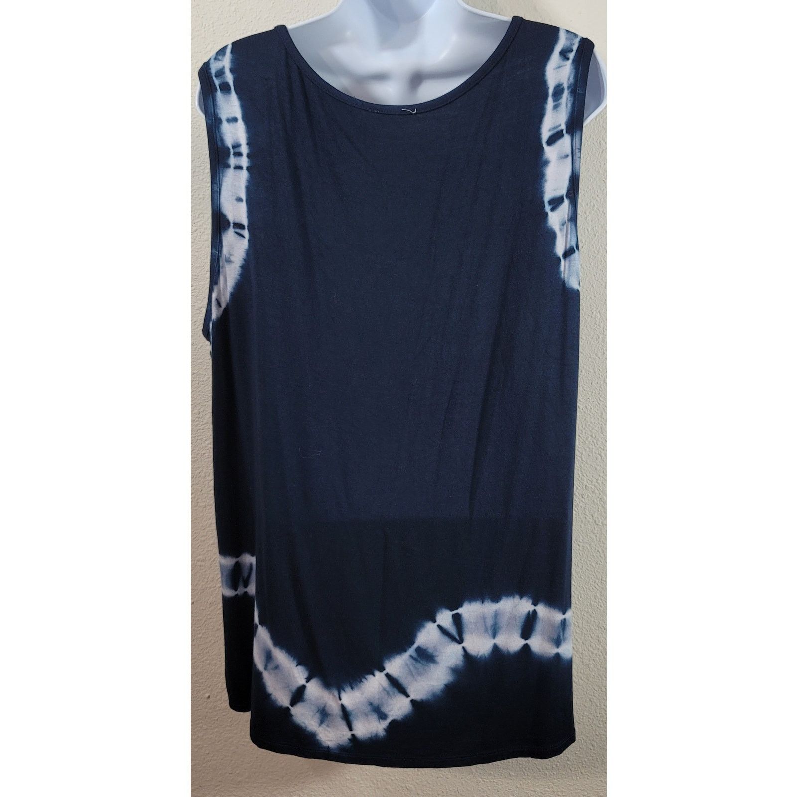 Other Navy Blue Tie Dyed Boho Sleeveless Top XL Lightweight Size XL / US 12-14 / IT 48-50 - 3 Thumbnail