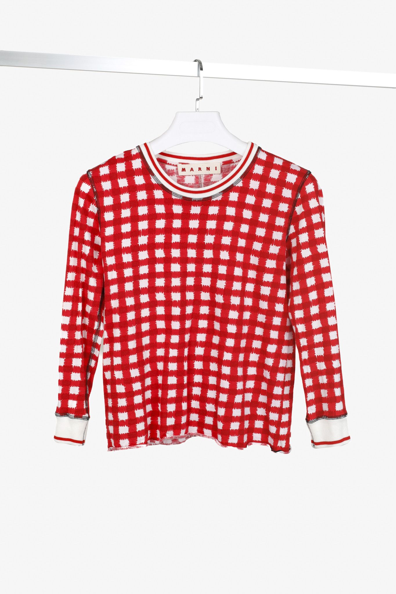 Marni Marni Red Pink Check Varsity Knit Trim Top Size M / US 6-8 / IT 42-44 - 1 Thumbnail