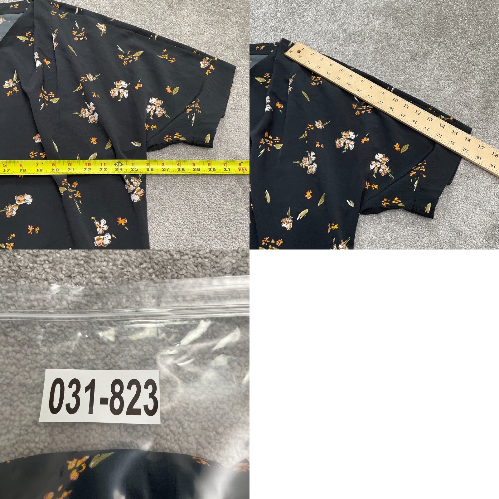 Madison Madison Floral Crop Top Womens XL Black V-Neck Short Sleeve Lightweight Blouse Size XL / US 12-14 / IT 48-50 - 8 Thumbnail