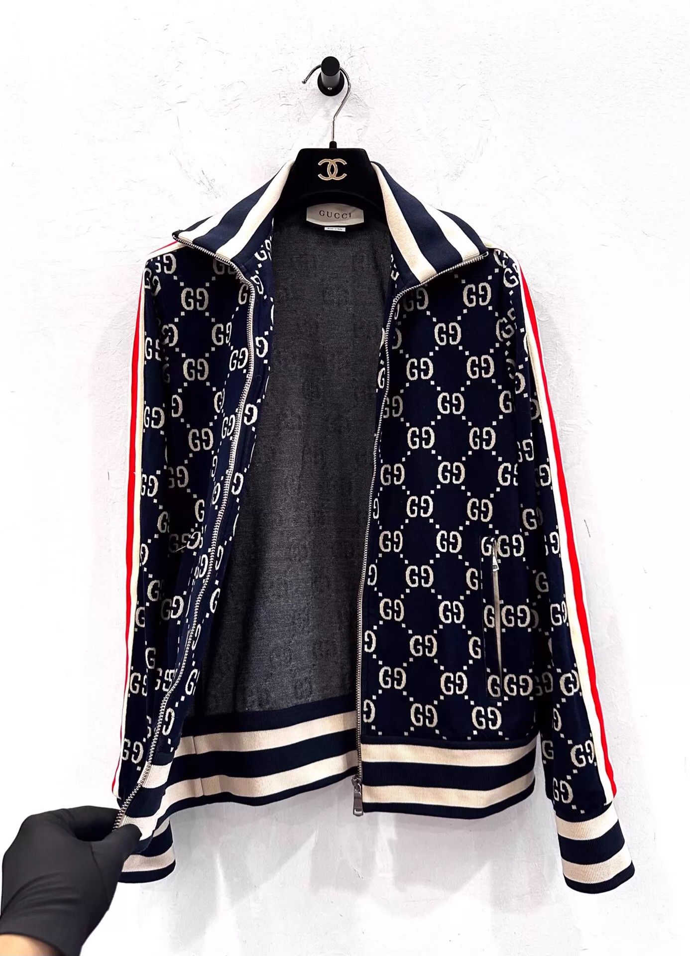 Gucci Gucci Men Navy Blue White GG Logo Print Jacket XS Size US XS / EU 42 / 0 - 4 Thumbnail