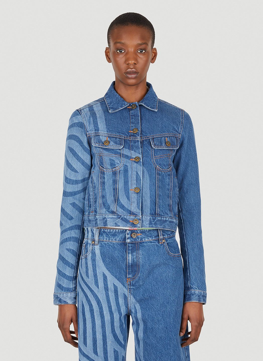 Ahluwalia Laser Motif Denim Jacket Size XS / US 0-2 / IT 36-38 - 1 Thumbnail